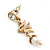 Vintage Inspired Swallow With Freshwater Pearl Drop Earrings In Gold Tone - 35mm Length - view 2