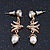 Vintage Inspired Swallow With Freshwater Pearl Drop Earrings In Gold Tone - 35mm Length - view 3