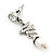 Vintage Inspired Swallow With Freshwater Pearl Drop Earrings In Silver Tone - 35mm Length - view 2