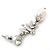 Vintage Inspired Swallow With Freshwater Pearl Drop Earrings In Silver Tone - 35mm Length - view 3