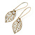 Vintage Inspired Diamante Filigree 'Leaf' Drop Earrings In Burn Gold Tone - 65mm Length - view 2