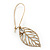 Vintage Inspired Diamante Filigree 'Leaf' Drop Earrings In Burn Gold Tone - 65mm Length - view 3