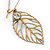 Vintage Inspired Diamante Filigree 'Leaf' Drop Earrings In Burn Gold Tone - 65mm Length - view 4