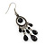 Burn Silver Marcasite Black Acrylic Bead Drop Earrings - 75mm Length - view 6