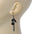Victorian Style Black Bead & Chain Dangle Earrings In Gun Metal Finish - 60mm Length - view 3