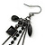 Victorian Style Black Bead & Chain Dangle Earrings In Gun Metal Finish - 60mm Length - view 4