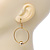 Gold Tone Hoop With Ball Drop Earrings - 55mm Length - view 3