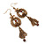 Vintage Inspired Floral Freshwater Pearl, Tassel Drop Earrings In Bronze Tone - 85mm Length - view 2