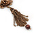 Vintage Inspired Floral Freshwater Pearl, Tassel Drop Earrings In Bronze Tone - 85mm Length - view 4