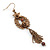 Vintage Inspired Floral Freshwater Pearl, Tassel Drop Earrings In Bronze Tone - 85mm Length - view 5