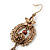 Vintage Inspired Floral Freshwater Pearl, Tassel Drop Earrings In Bronze Tone - 85mm Length - view 3
