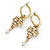 Vintage Inspired Small Hoop Earrings With In-scripted Clover Charm (Gold Tone) - 40mm L - view 6
