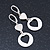 Matt Silver Tone Mother of Pearl Double Heart Drop Earrings With Leverback Closure - 50mm Length - view 2