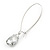 Silver Tone Clear Glass Teardrop Dangle Earrings - 70mm Length - view 5