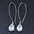 Silver Tone Clear Glass Teardrop Dangle Earrings - 70mm Length - view 7