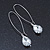 Silver Tone Clear Glass Teardrop Dangle Earrings - 70mm Length - view 4