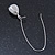 Silver Tone Clear Glass Teardrop Dangle Earrings - 70mm Length - view 6