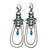 Long Vintage Inspired Light Blue Diamante Chandelier Earrings With Leverback Closure In Burn Silver Tone - 11cm Length