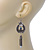 Vintage Inspired Floral Freshwater Pearl, Tassel Drop Earrings In Burn Silver Tone - 85mm Length - view 3