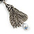Vintage Inspired Floral Freshwater Pearl, Tassel Drop Earrings In Burn Silver Tone - 85mm Length - view 5