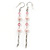 Long Pale Pink Simulated Pearl, Glass Bead Linear Drop Earrings 925 Sterling Silver - 8cm Length