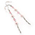 Long Pale Pink Simulated Pearl, Glass Bead Linear Drop Earrings 925 Sterling Silver - 8cm Length - view 2