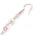 Long Pale Pink Simulated Pearl, Glass Bead Linear Drop Earrings 925 Sterling Silver - 8cm Length - view 6