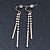 Gold Plated Diamante Linear Drop Earrings - 65mm Length - view 3