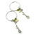 Silver Tone Hoop With Pale Green Bead Chain Dangle - 70mm Length - view 2