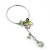 Silver Tone Hoop With Pale Green Bead Chain Dangle - 70mm Length - view 3