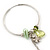 Silver Tone Hoop With Pale Green Bead Chain Dangle - 70mm Length - view 4