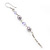 Long Lavender Simulated Pearl, Glass Bead Linear Drop Earrings In Silver Tone - 8cm Length - view 4