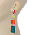Long Multicoloured Enamel Geometric Drop Earrings In Gold Plating - 90mm Length - view 4