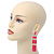 Long Pink Enamel Geometric Drop Earrings In Gold Plating - 90mm Length - view 7