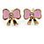 Children's/ Teen's / Kid's Pink Bow, White Kitten, Light Blue Umbrella Stud Earring Set In Gold Tone - 10-12mm - view 5