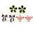 Children's/ Teen's / Kid's Green Daisy, Purple Bow, Pink Fox Stud Earring Set In Gold Tone - 10-12mm
