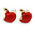 Children's/ Teen's / Kid's Light Blue Flower, Red Apple, White Heart Stud Earring Set In Gold Tone - 8-10mm - view 4
