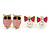 Children's/ Teen's / Kid's Pink Owl, Orange Star, Pink Simulated Pearl Bow Stud Earring Set In Gold Tone - 8-10mm - view 5