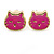 Children's/ Teen's / Kid's Blue Giraffe, Pink Cat, Green Flower Stud Earring Set In Gold Tone - 8-10mm - view 4