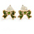 Children's/ Teen's / Kid's Green Bow, White Flower, Orange Cross Stud Earring Set In Gold Tone - 6-12mm - view 3