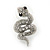 Rhodium Plated Crystal 'Snake' Stud Earrings - 25mm Length - view 4