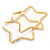Medium Gold Plated Clear Crystal 'Star' Hoop Earrings - 55mm Diameter - view 5
