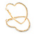 Large Crystal Heart Hoop Earrings In Gold Plating - 50mm Across - view 7