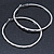 Large Oval Crystal Hoop Earrings In Rhodium Plating - 70mm L - view 3