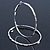 Large Oval Crystal Hoop Earrings In Rhodium Plating - 70mm L - view 7
