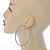 Large Oval Crystal Hoop Earrings In Rhodium Plating - 70mm L - view 6