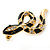 Gold Tone, Black Enamel, Crystal Snake Stud Earrings - 37mm Length - view 5