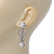 Bridal Wedding Prom Simulated Glass Pearl, Crystal Drop Earrings In Rhodium Plating - 45mm Length - view 4