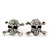 Rhodium Plated Crystal 'Skull & Crossbones' Stud Earrings - 15mm Length - view 4