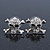 Rhodium Plated Crystal 'Skull & Crossbones' Stud Earrings - 15mm Length